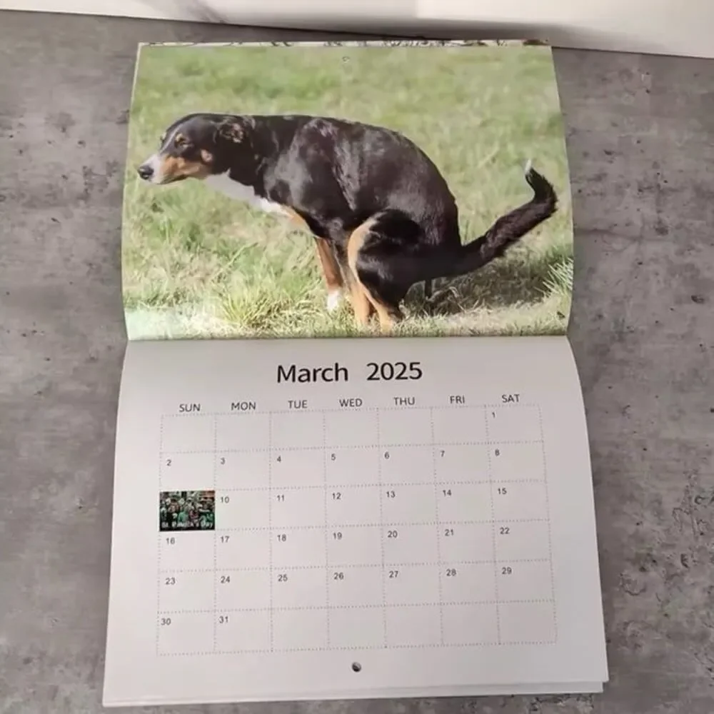 abigail&bleu 2025 Funny Dogs Pooping Calendar Daily Weekly Monthly Planner